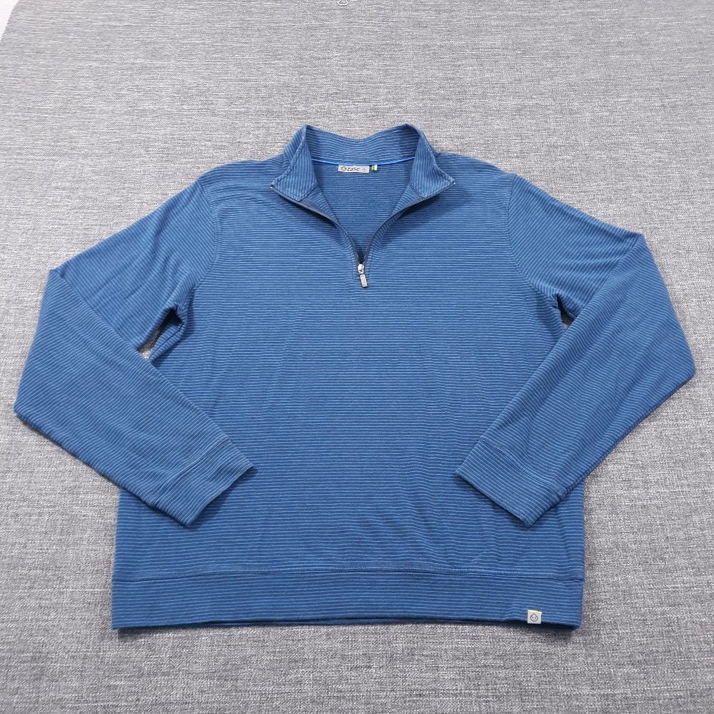 Tasc Performance Sweatshirt 1/4 Zip Mens Size Large Blue Bamboo Organic Cotton‎
